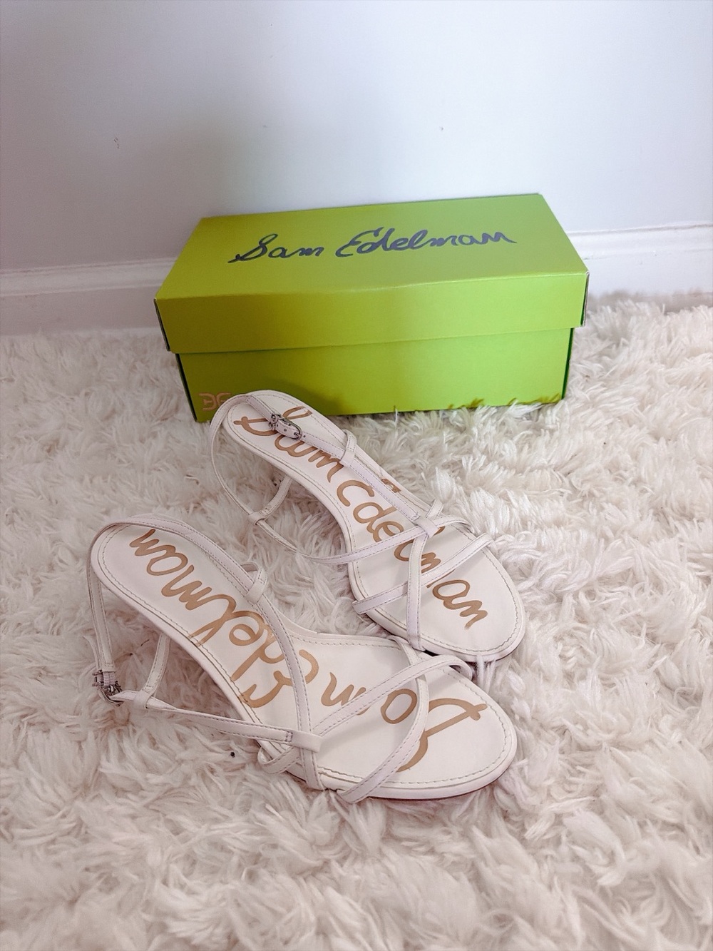 Sam Edelman White Crisscross Strappy Sandals